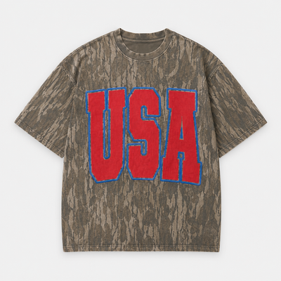 USA Camo Puff Print 4th of July T-Shirt