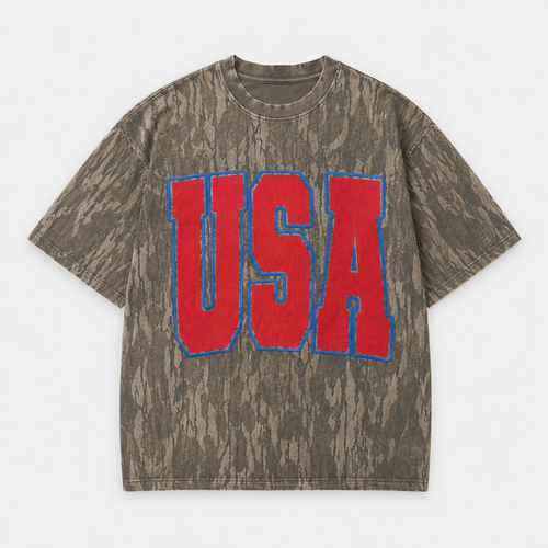 USA Camo Puff Print 4th of July T-Shirt