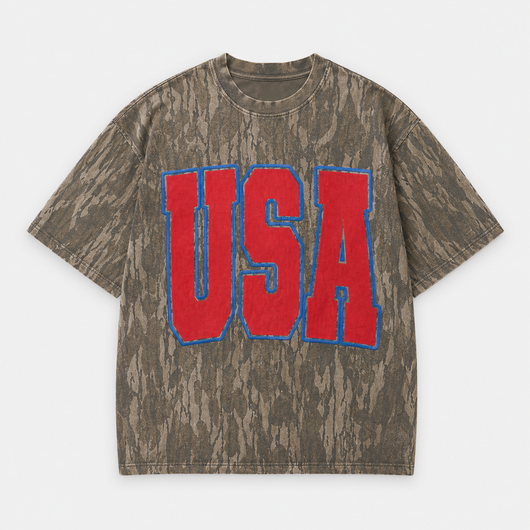 USA Camo Puff Print 4th of July T-Shirt